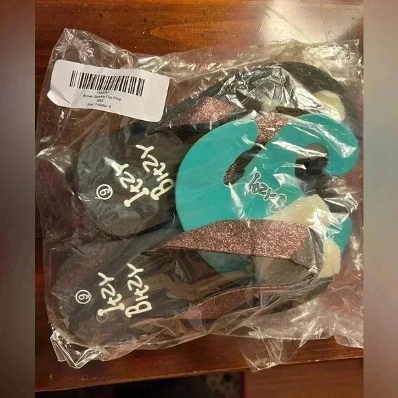 Toddler Size 9 Brown Sparkie Itzy Bitzy Flip-Flops - Picture 2 of 6